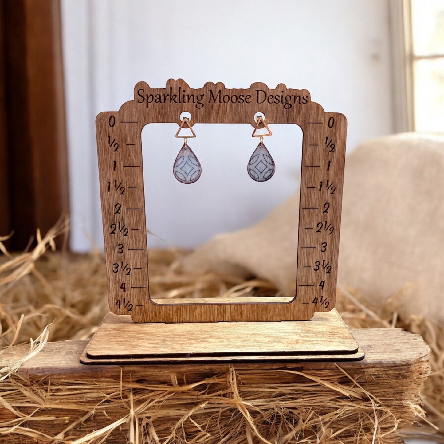 Distressed Wood with Gold Triangle Studs