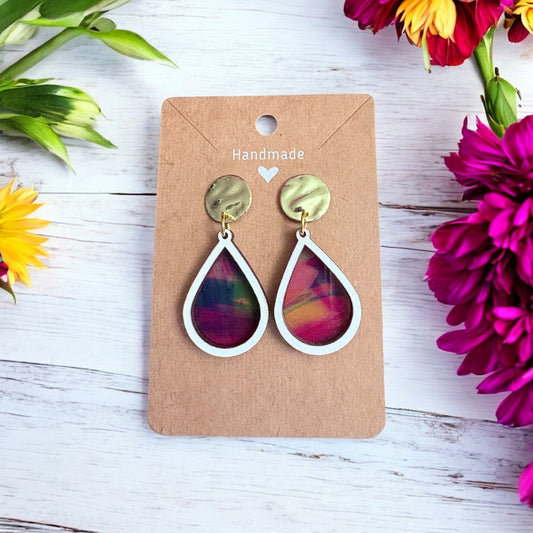 Multicolor Acrylic with Gold Studs