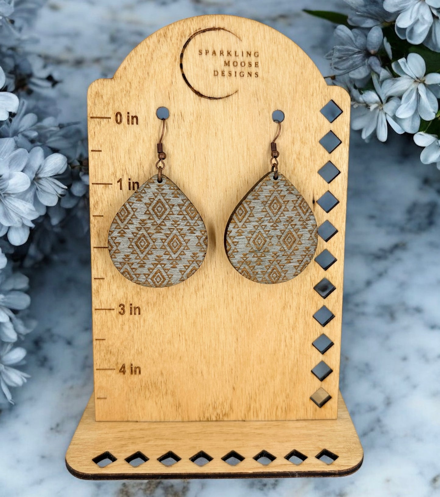 Large Teardrop Aztec Earrings