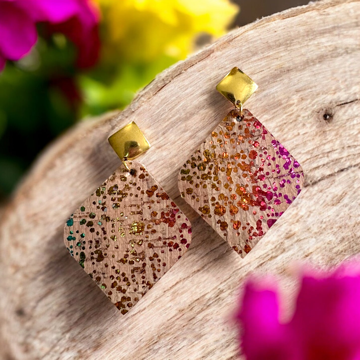 Speckled Color Cork Earrings