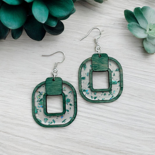 Wood w/ Acrylic Earrings