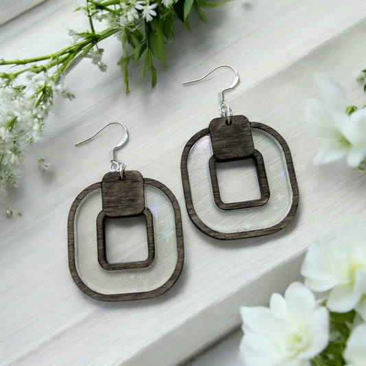 Wood w/ Acrylic Inlay Earrings