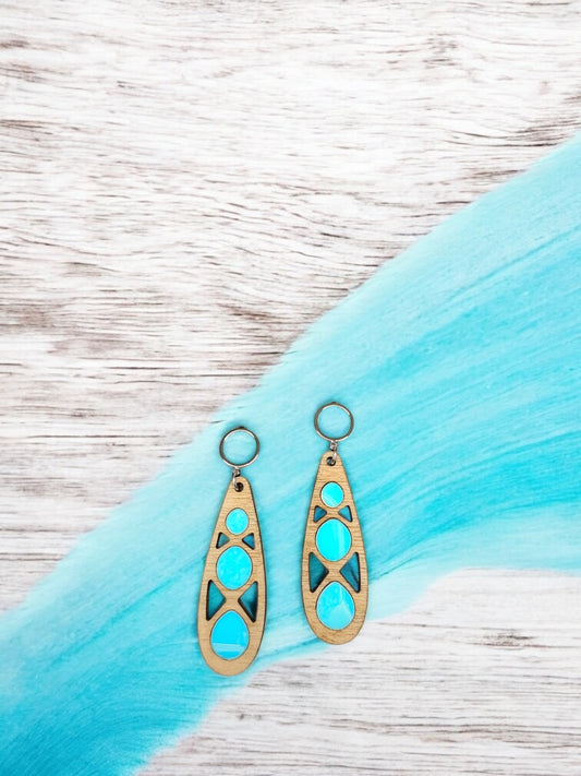 Wood w/ Holographic Acrylic Earrings
