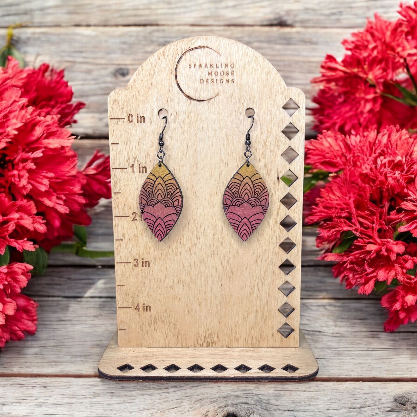 Mandala Engraved MDF Wood Earrings