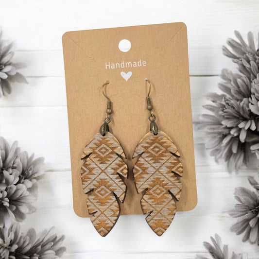 Aztec Wood Earrings