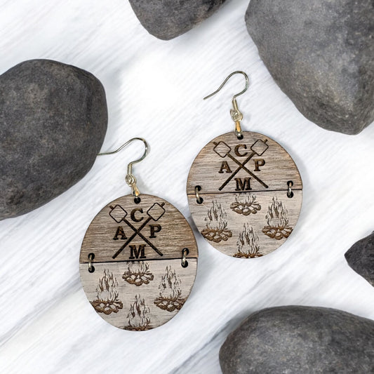 Camping Wood Earrings