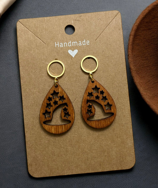 Witch Hat & Stars Teardrop Earrings