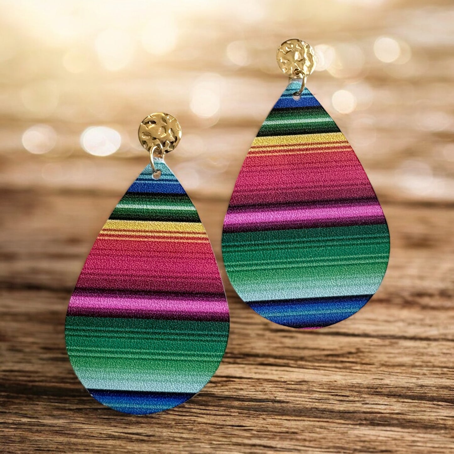 Serape Genuine Leather Earrings