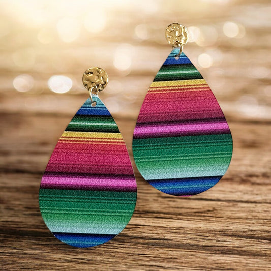 Serape Genuine Leather Earrings