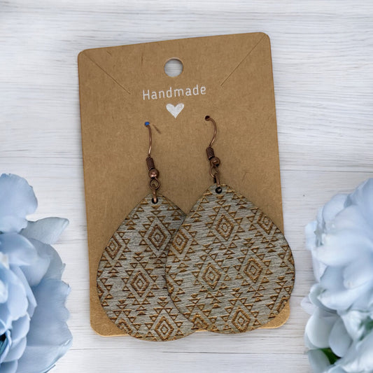 Large Teardrop Aztec Earrings