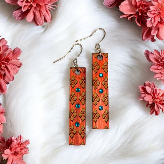 Coral Wood Earrings
