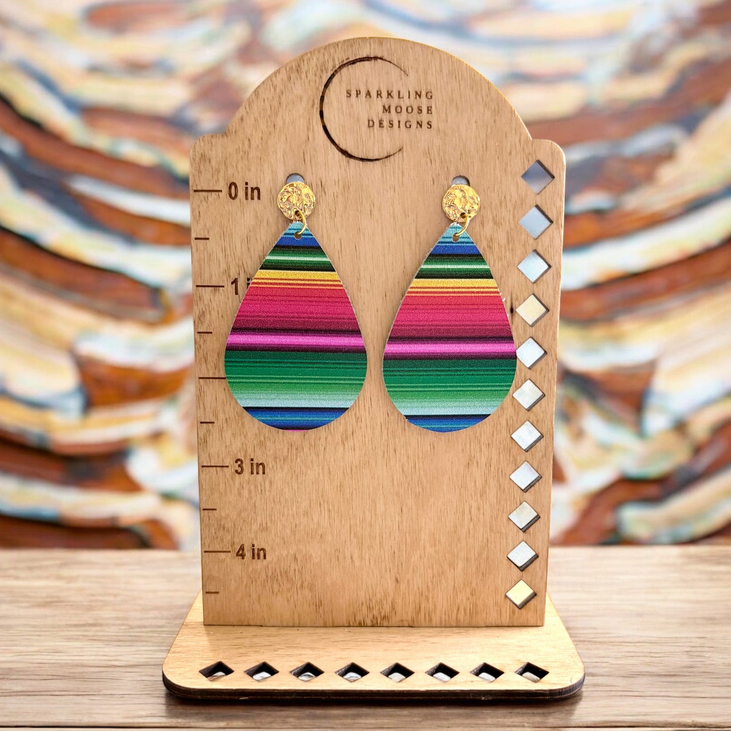Serape Genuine Leather Earrings
