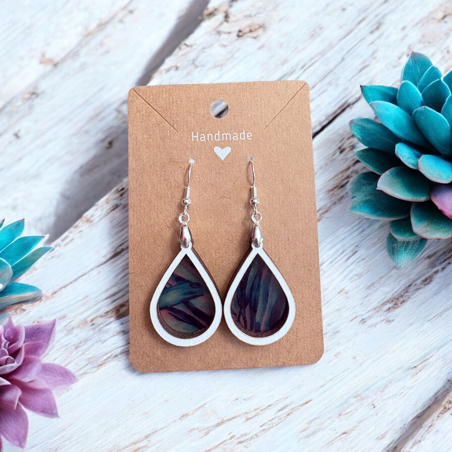 Tropical Leaves Teardrop Earrings
