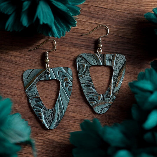 Embossed Genuine Leather Earrings