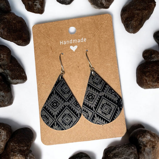 Black Aztec Acrylic Earrings
