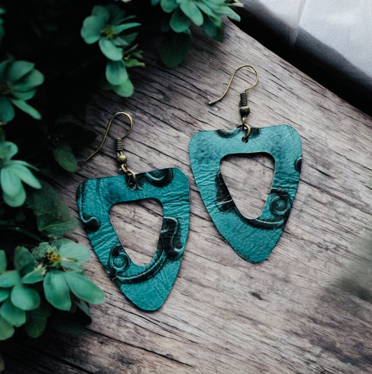 Embossed Leather Earrings