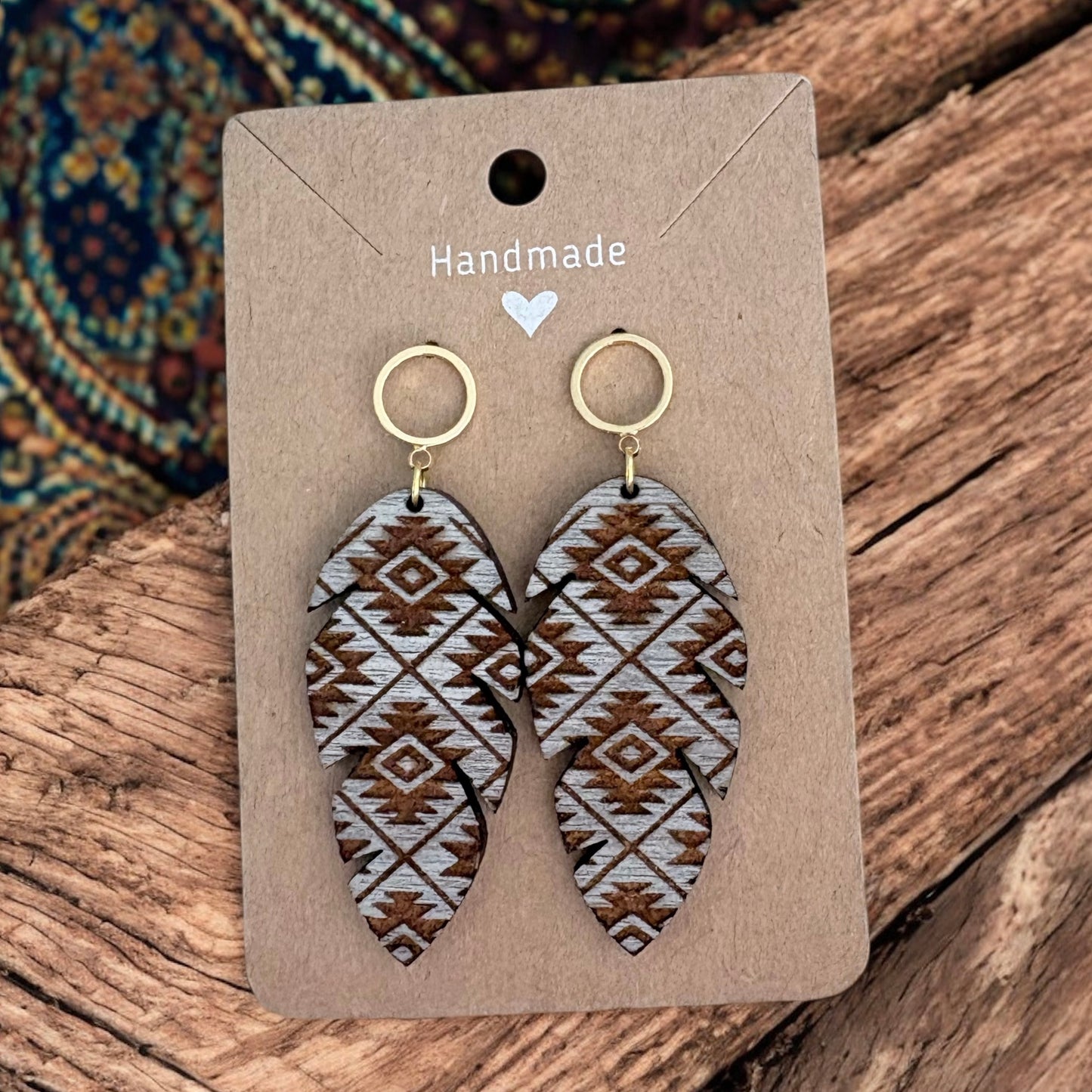 Aztec Wood Earrings