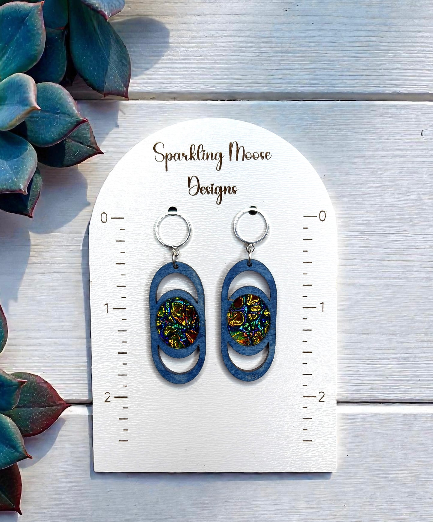 Dichrolam Acrylic Inlay Wood Earrings