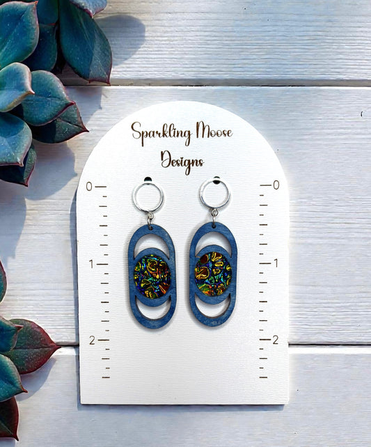 Dichrolam Acrylic Inlay Wood Earrings