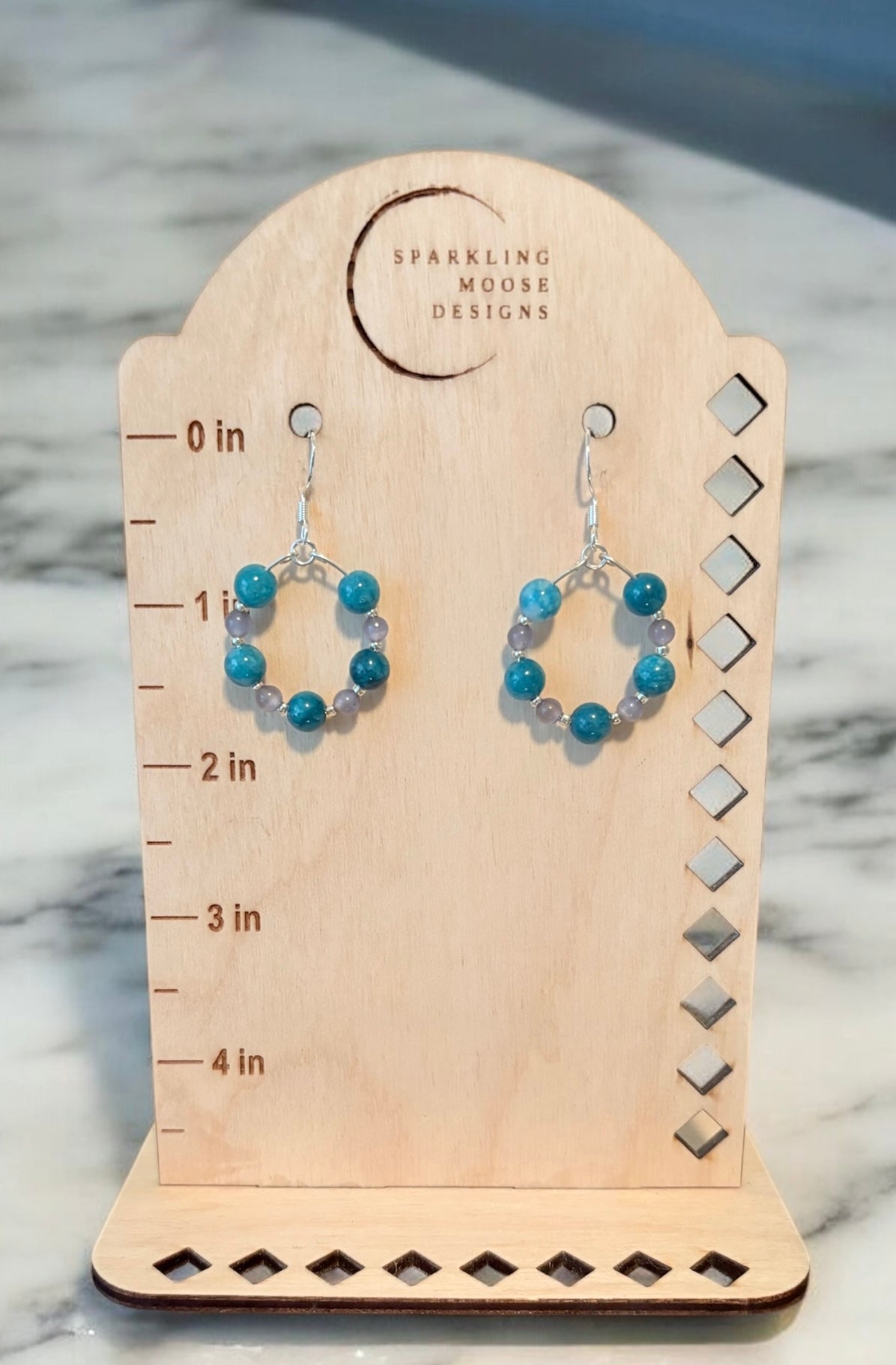 Teal & Smokey Gray Hoop Earrings.