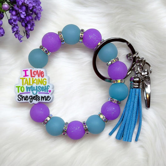 She Gets Me Wristlet Keychain