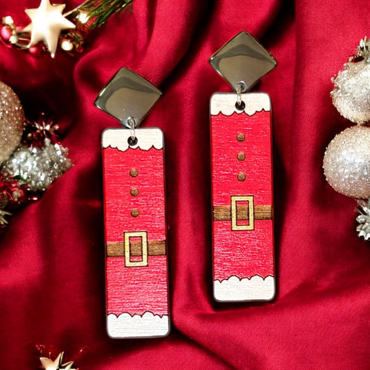 Santa Suit Wood Earrings