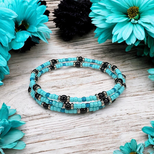 Turquoise & Black Wrap Bracelet
