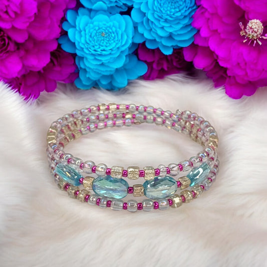 Blue & Pink Wrap Bracelet