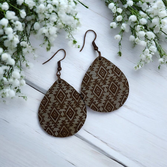 Wood Teardrop Earrings