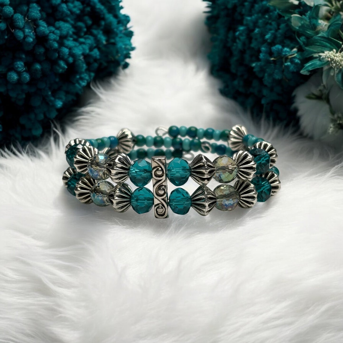 Green and Silver Cuff Bracelet
