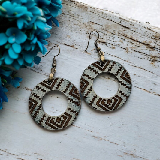 Bluish Grey Aztec Earrings