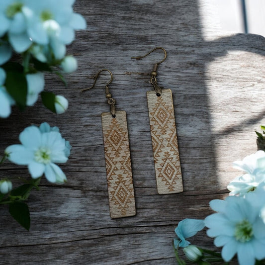 Bluish Grey Aztec Earrings