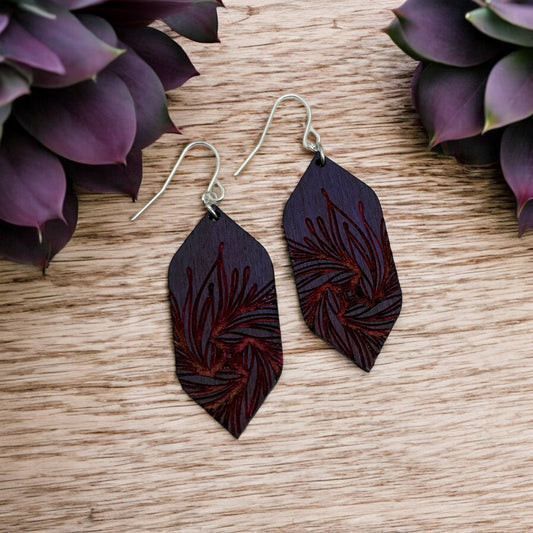 Purplish Blue Wood Earrings